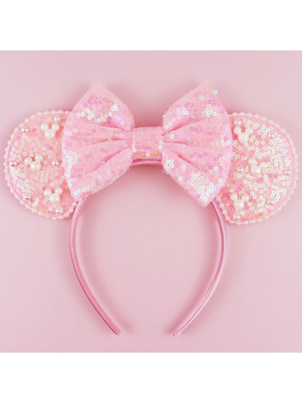 Women Pink Polyester Velvet Mickey Mouse Halloween Costume Headband